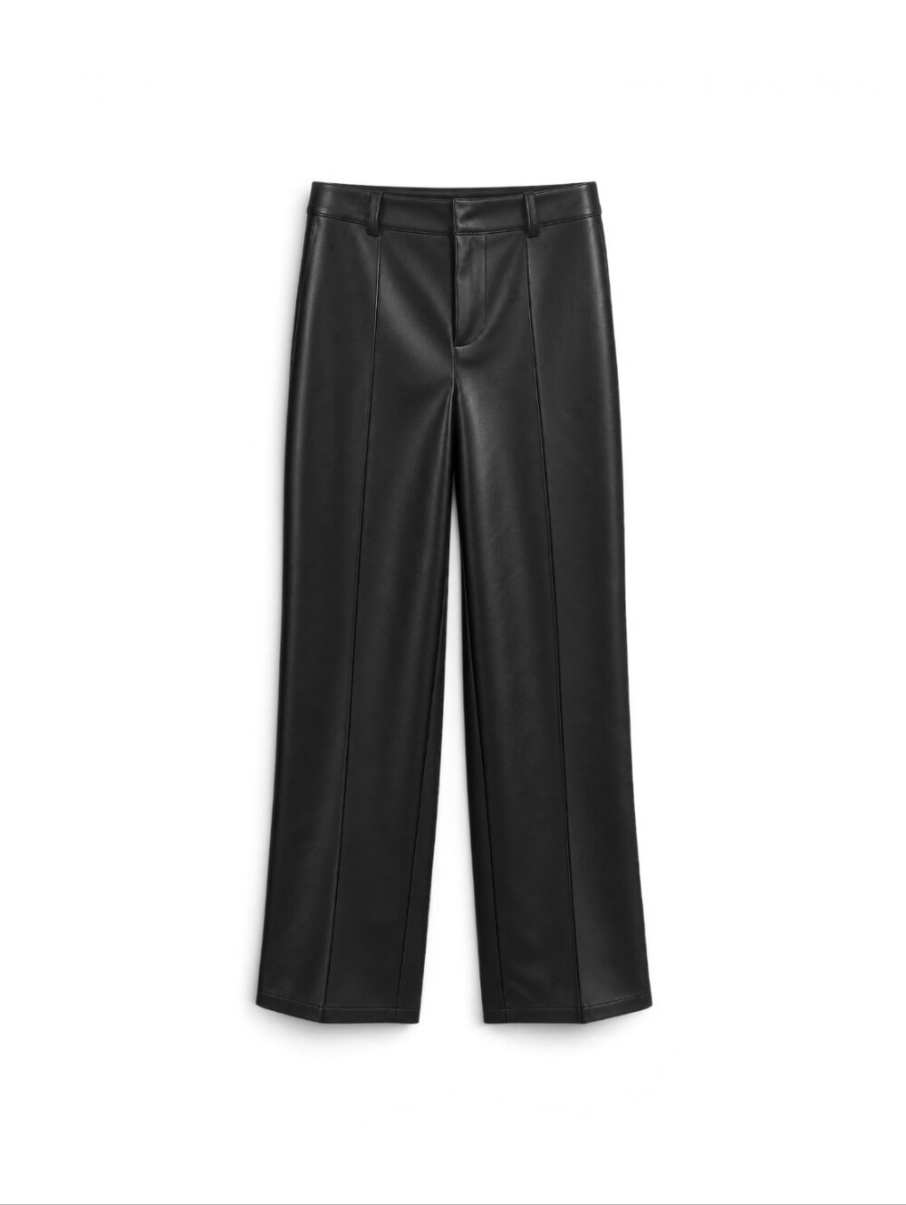Commense Black Faux Leather Straight-Leg Pants Size Small